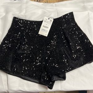 Black sequin shorts